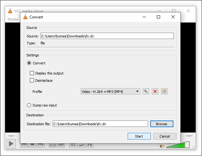 Convertir DV en MP4 avec VLC