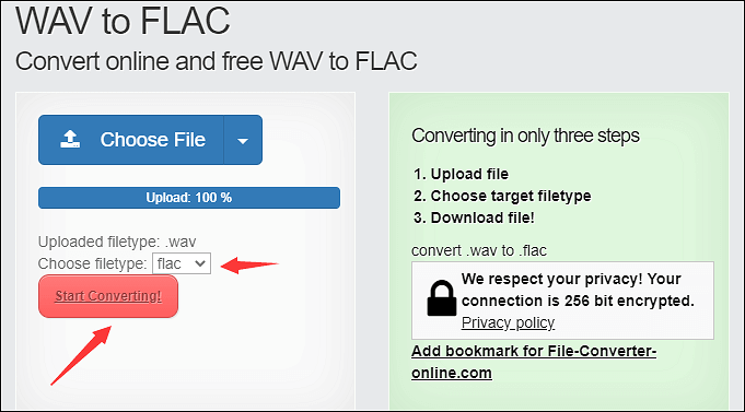Convertir wav vers flac en ligne