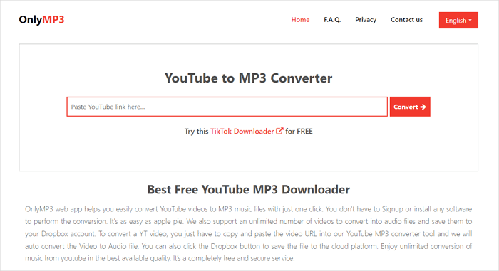 Conversor OnlyMP3 do YouTube para MP3