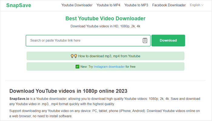 Conversor SnapSave do YouTube para MP3