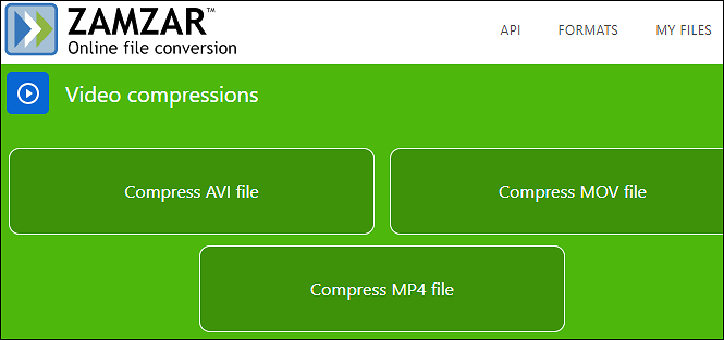 zamzar to compress a video