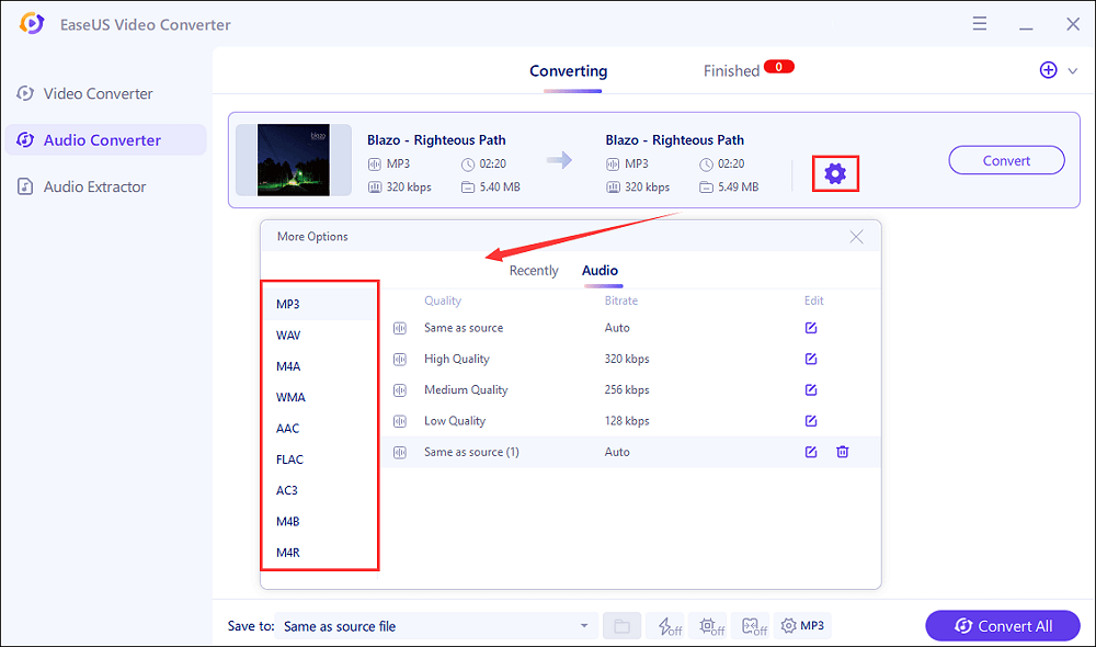 Select bitrate
