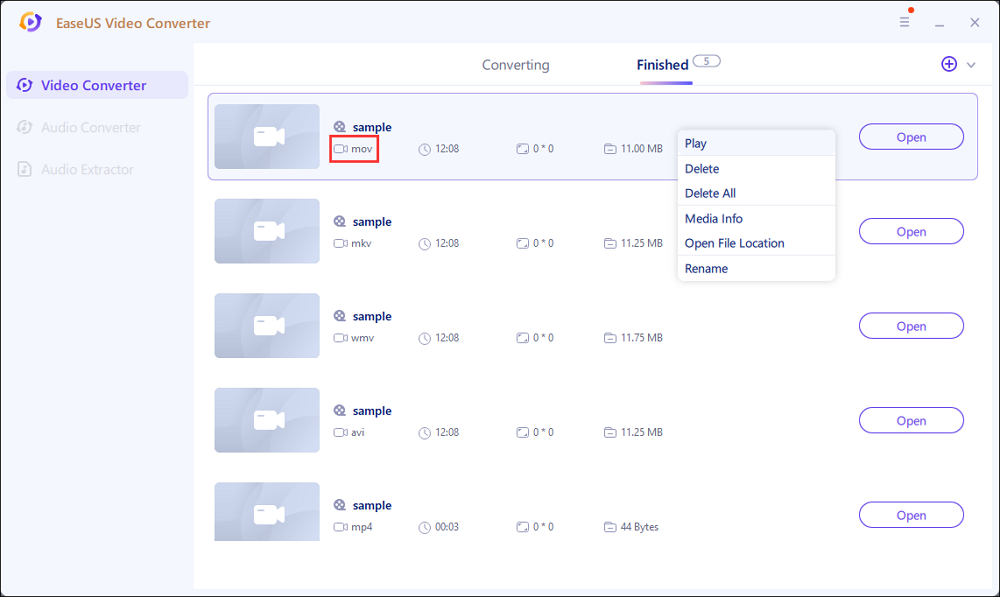 output mov file