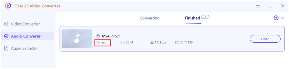 save converted aac audio