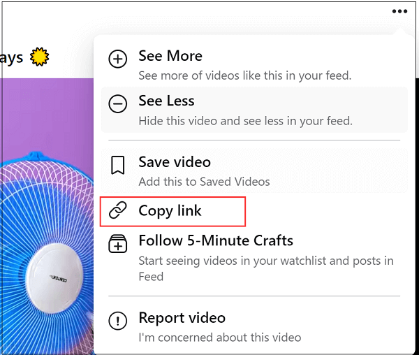 1. Copie o URL de um vídeo do Facebook