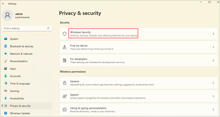 Gehen Sie zu Windows-Sicherheit