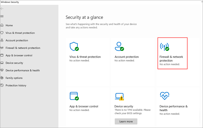 Finden Sie Firewall- und Netzwerkschutz