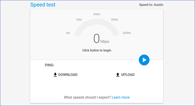 verifique a velocidade da rede