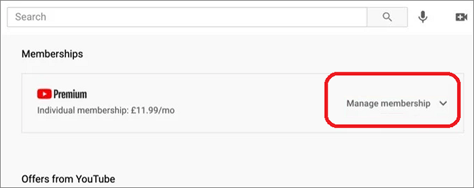 youtube premium gerenciar assinatura