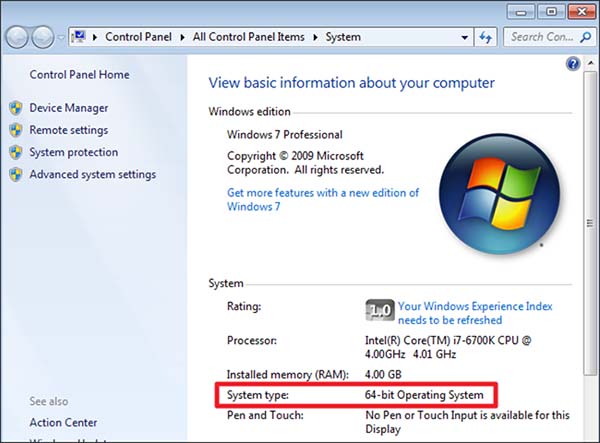 verifique a parte do Windows