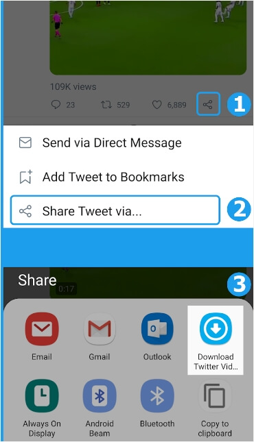 Compartilhe Tweet através do aplicativo