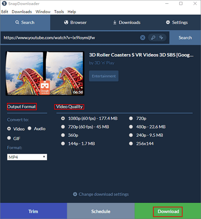 下載 VR 影片 snapdownloader