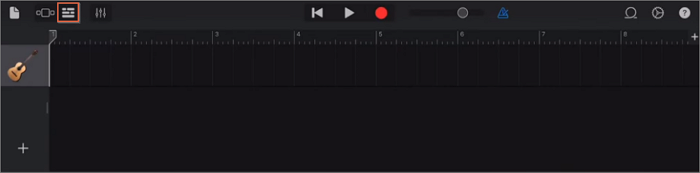 Klicken Sie auf das Symbol in Garageband auf dem iPad