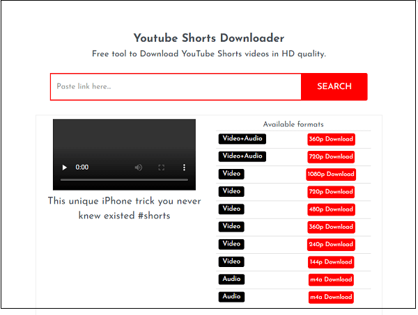 透過連結下載 YouTube Shorts 視頻