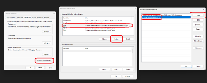 Umgebungsvariablen Klickpfad
