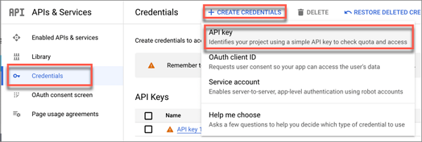 gerar chave de API do Google Drive