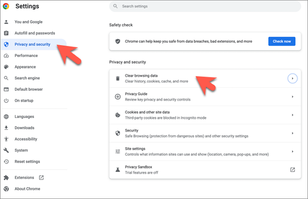 Löschen Sie die Browserdaten des Chrome-Browsers