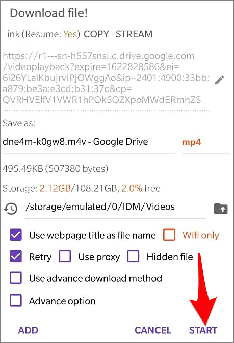 baixar vídeo do Google Drive para Android