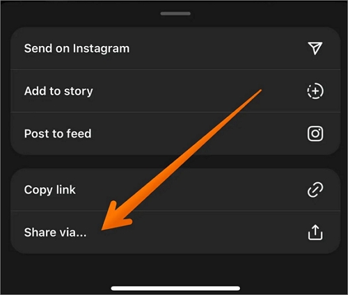 selecione compartilhar via opção