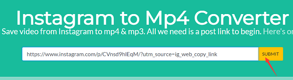 Cole o link no downloader online do Instagram