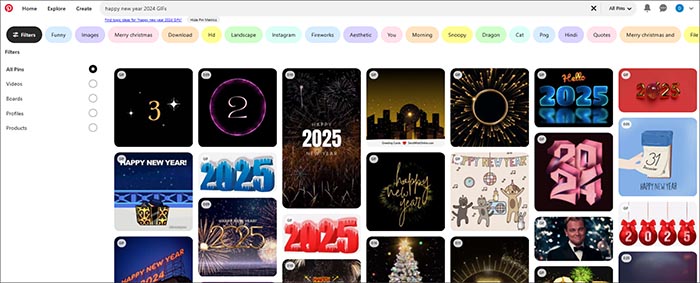 Pinterest-GIFs zum neuen Jahr
