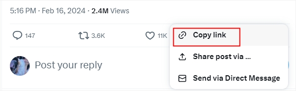 Selecione Copiar link