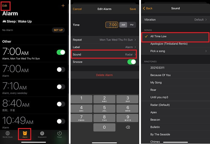 Legen Sie einen Ton als Alarmton fest