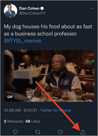 Teilen-Button von Twitter auf dem iPhone