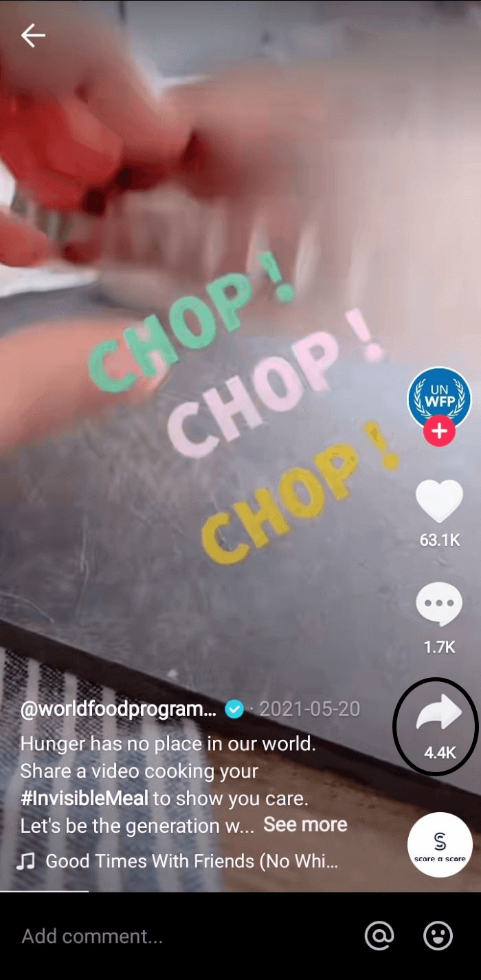 Teilen-Symbol eines TikTok-Videos