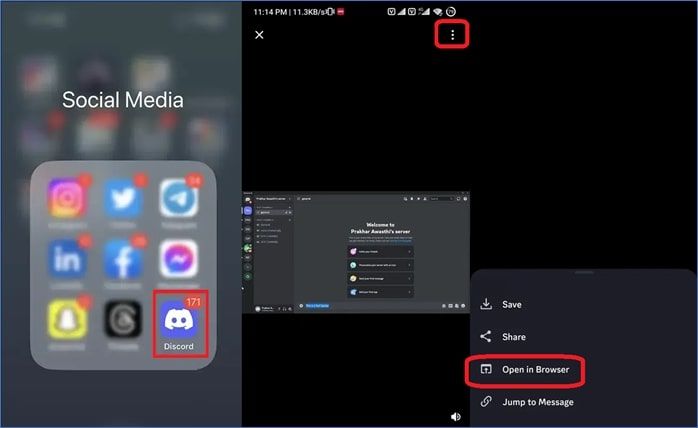 Tippen Sie auf Im Browser öffnen