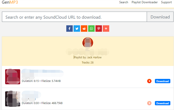 Downloader de lista de reprodução online do SoundCloud - 3