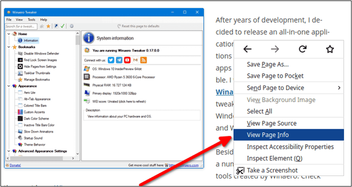 Seiteninfo in Firefox anzeigen