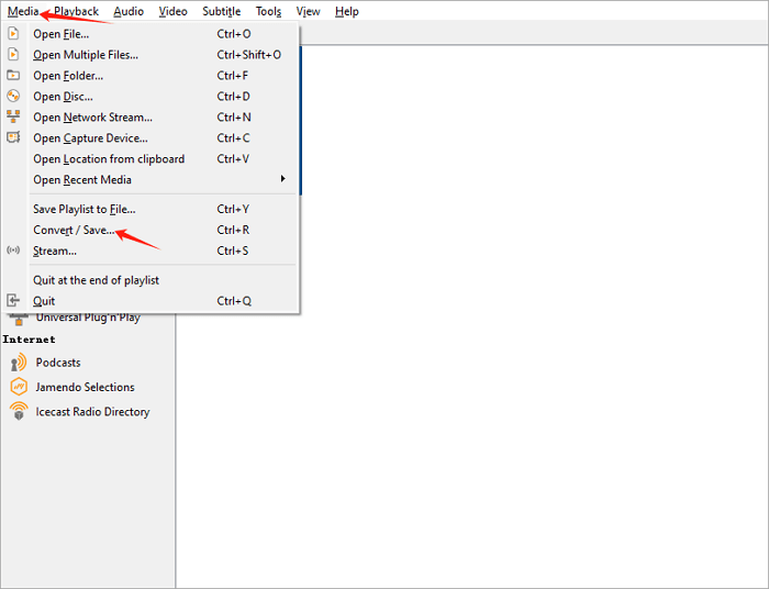 vlc vá para converter salvar