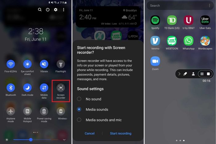 Bildschirmaufnahme auf Android, um Instagram-Reels zu speichern