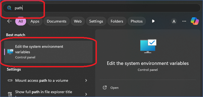 Windows-Suchtyp Pfad