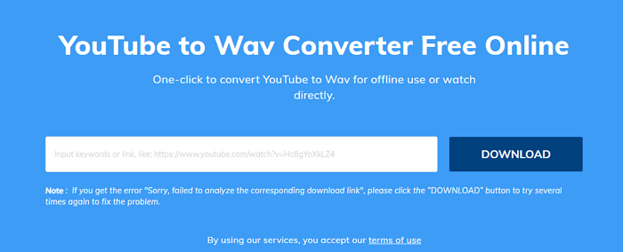 Conversor online de YouTube para WAV