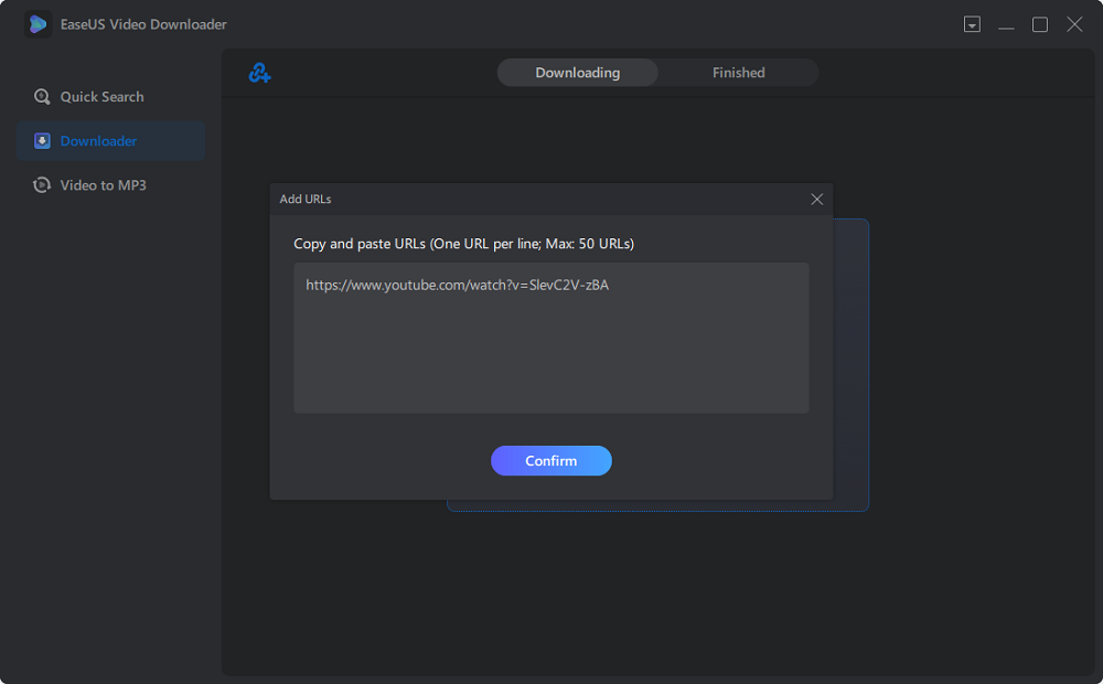 main interface of easeus video downloader
