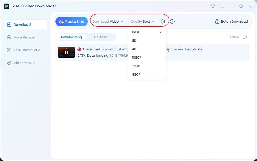define pinterest video on easeus video downloader