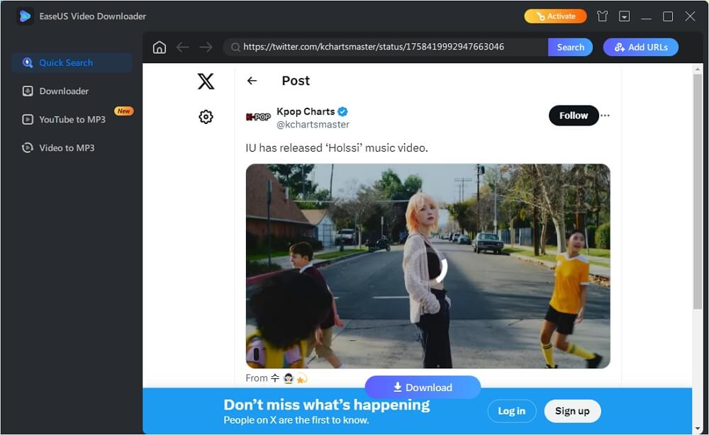 Starten Sie das Herunterladen des Videos