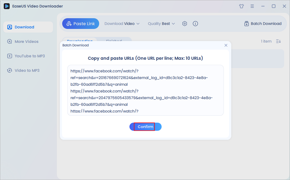 paste multiple facebook video links