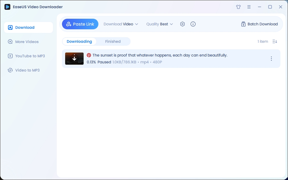 paste pinterest video to easeus video downloader