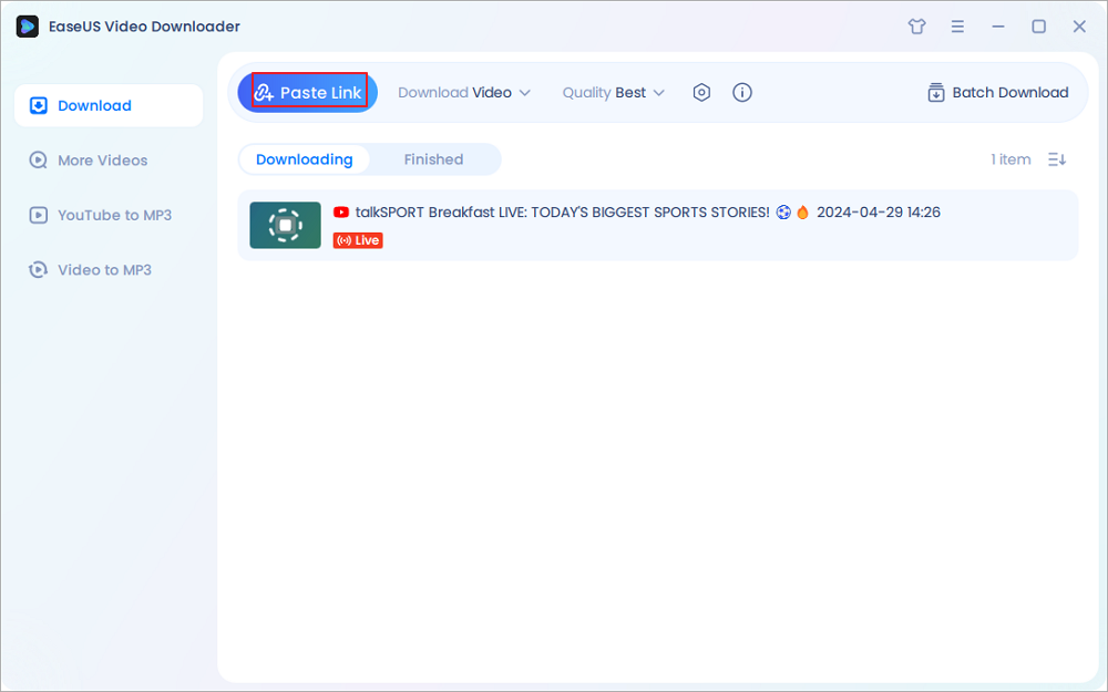 paste youtube live link download