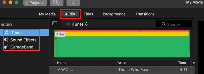 importare il file audio da iTunes