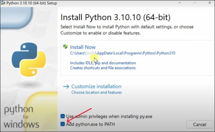 Add Python to the Path