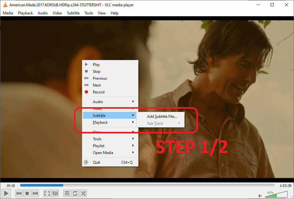 add subtitles to video in vlc windows step 1