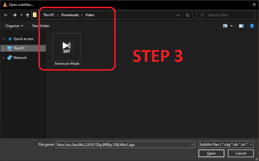 add subtitles to video in vlc windows step 3