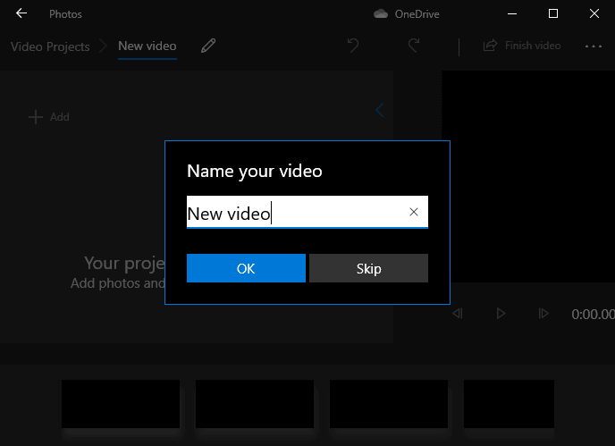 creare nuovo progetto video