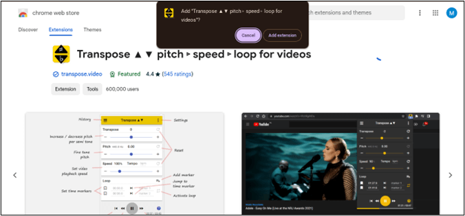 transpose extension