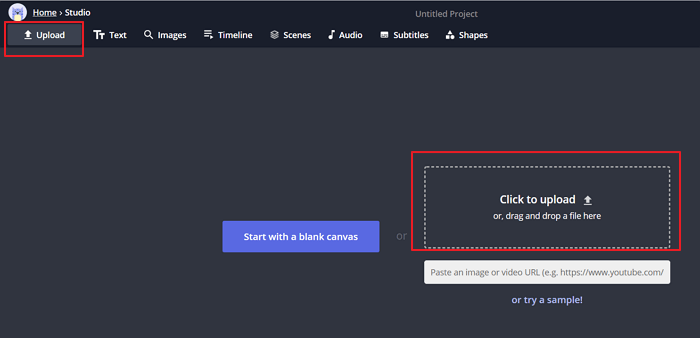 caricare un video in Kapwing
