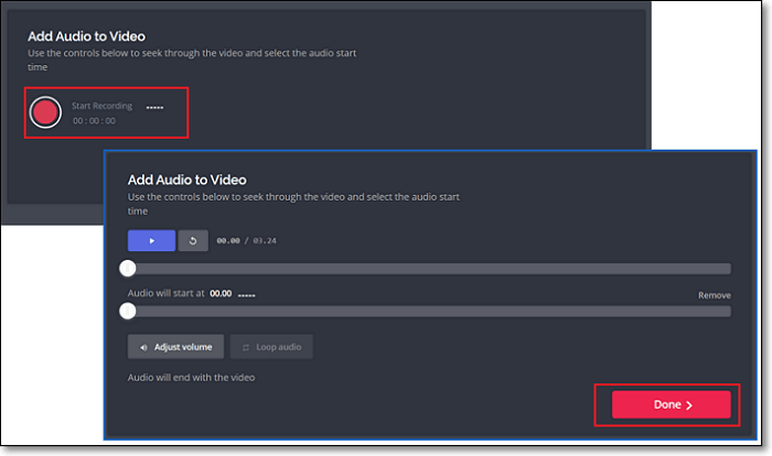 l'aggiunta completata della voce
